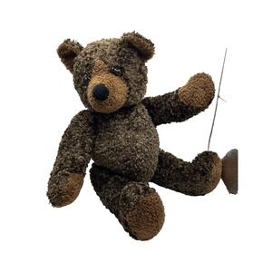 LL Bean Brown Plush Bear 16" Articulated Arms Legs Curly Poly Fur DCI Keene NH